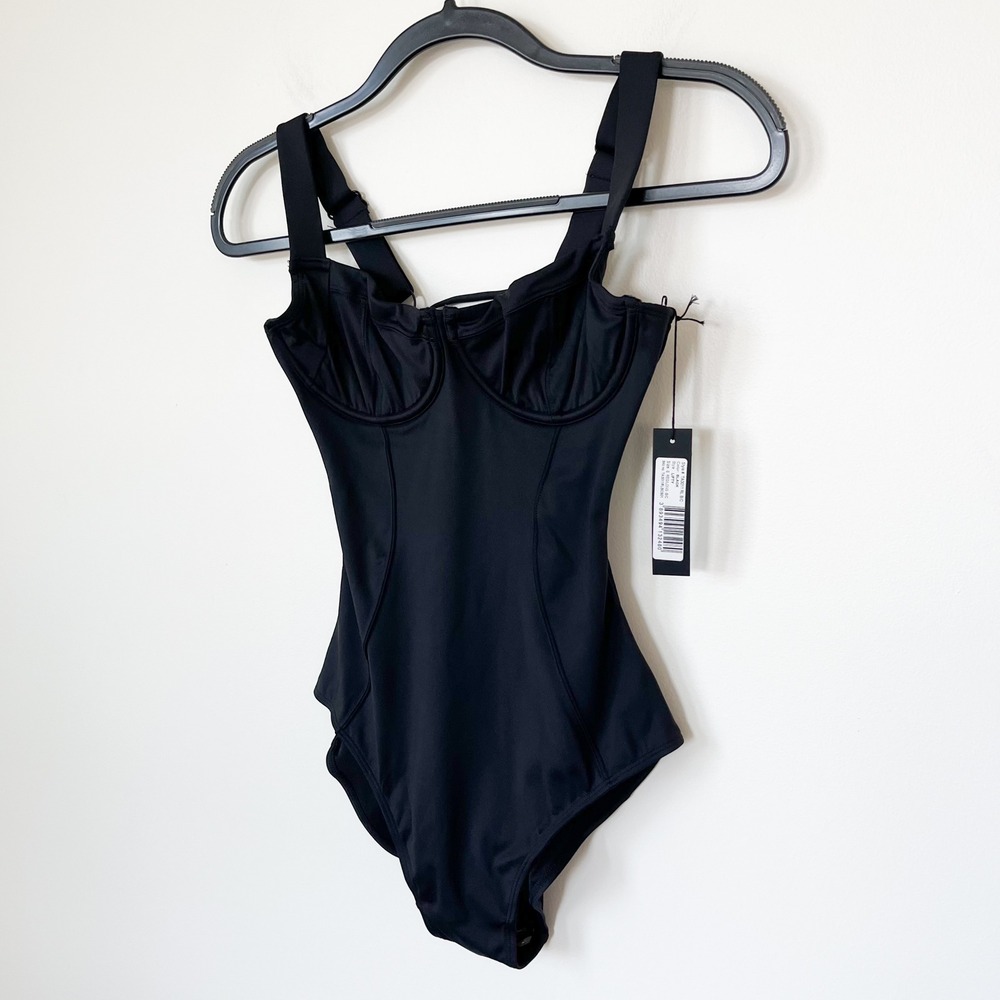 NEW TA3 Lifty One Piece Lace Up Shaping Swimsuit Black Small Reg/Long B/C